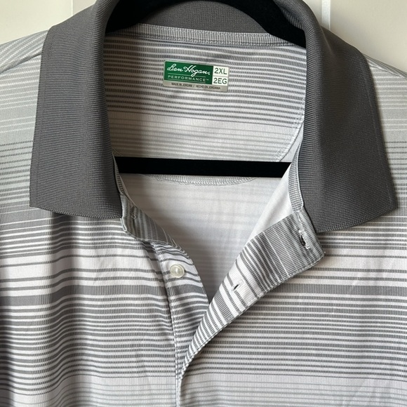 NWT Ben Hogan Performance Striped Polo Shirt Men’s 2XL Bright White/Gray - Picture 2 of 7